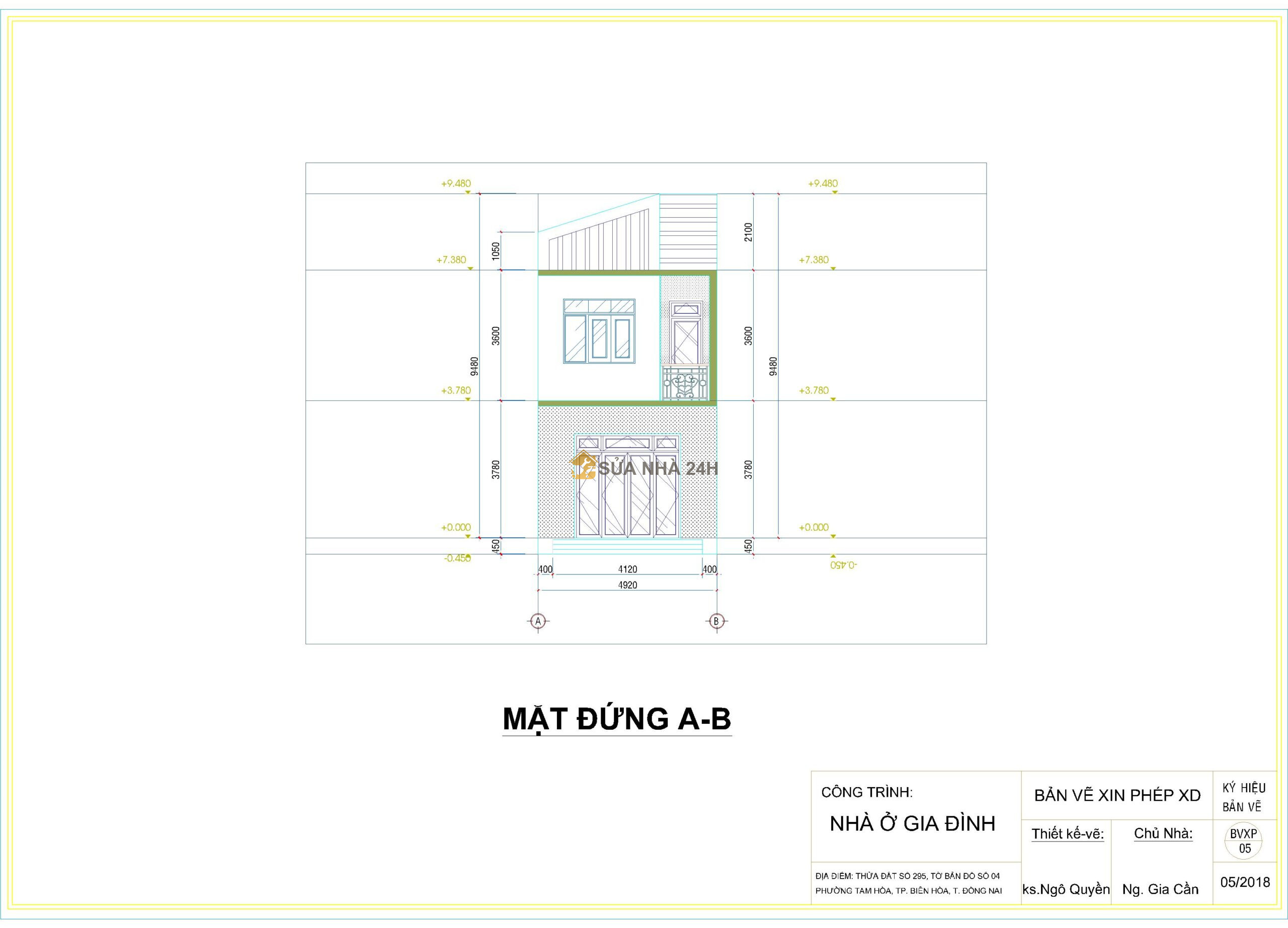 BẢN VẼ XIN PHÉP XÂY DỰNG_NHÀ Ở BIÊN HÒA Mr.CẦN